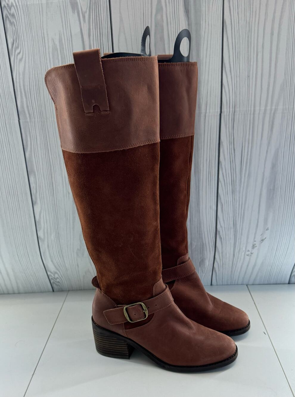 Lucky Brand Womens KAILAN Sz 6.5 Leather Riding Boots Rye Brown